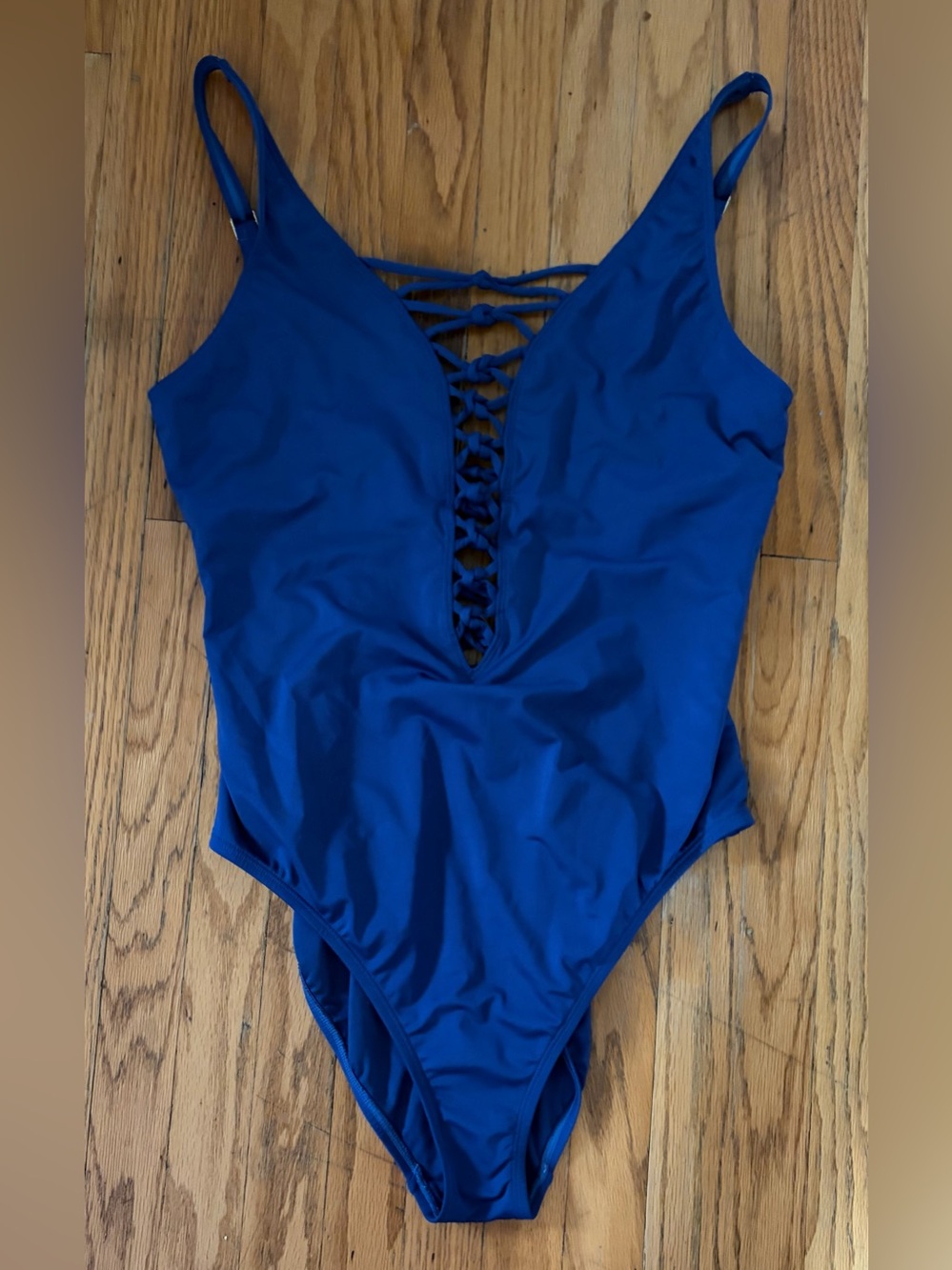 EUC Lilly Pulitzer Isle Lattice One Piece Bathing Suit - 14 - navy